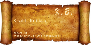 Krahl Britta névjegykártya